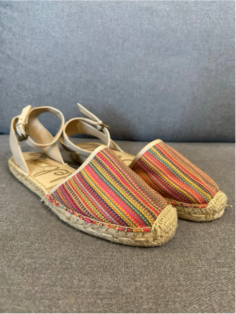 Sam Edelman Vivian Espadrilles Size 8 Multi-color Striped Beige Boho Beach